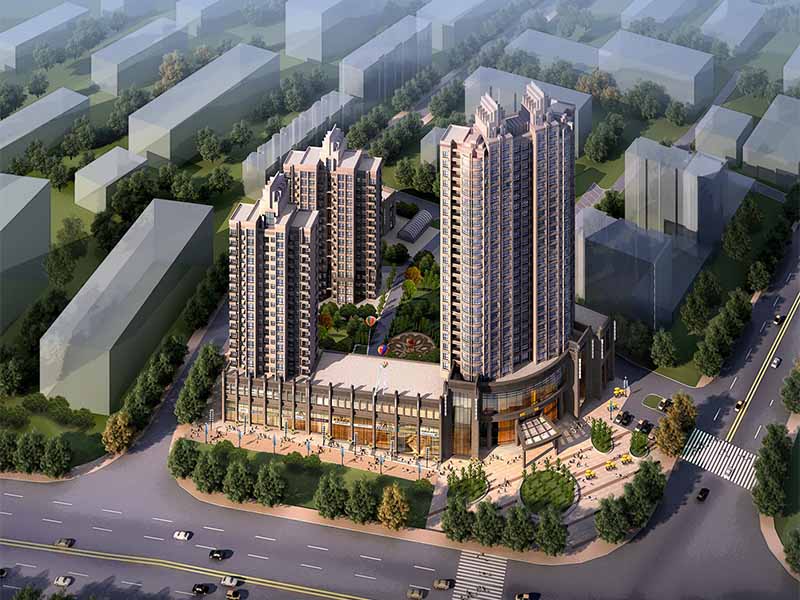 360全景图设计制作公司高层商务酒店鸟瞰三维效果图设计