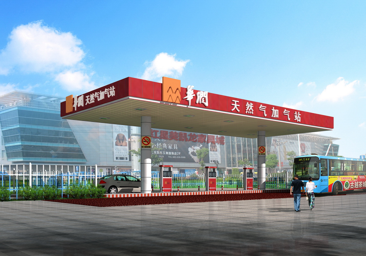华润加油站投标效果图制做 华润加油站投标效果图制做
